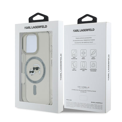 MagSafe-kotelo Apple iPhone 16 Prolle, Karl Lagerfeld, IML Metal Karl & Choupette's Heads, Musta