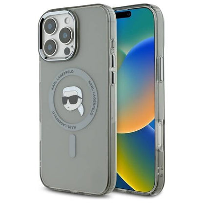 MagSafe-kotelo Apple iPhone 16 Prolle, Karl Lagerfeld, IML Metal Karl's Head, Musta