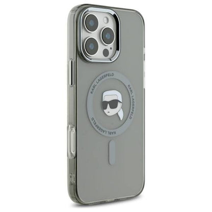 MagSafe-kotelo Apple iPhone 16 Prolle, Karl Lagerfeld, IML Metal Karl's Head, Musta