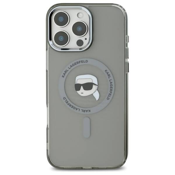 MagSafe-kotelo Apple iPhone 16 Prolle, Karl Lagerfeld, IML Metal Karl's Head, Musta