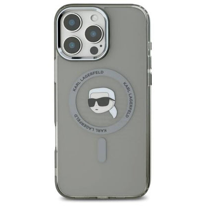 MagSafe-kotelo Apple iPhone 16 Prolle, Karl Lagerfeld, IML Metal Karl's Head, Musta
