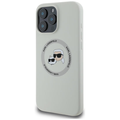 MagSafe-kotelo Apple iPhone 16 Prolle, Karl Lagerfeld, Silicone Karl & Choupette's Heads, Beige