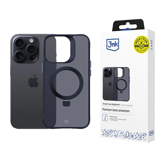 MagSafe-kuori Apple iPhone 16 Pro Maxille, 3MK, Smoke MagStand, Musta