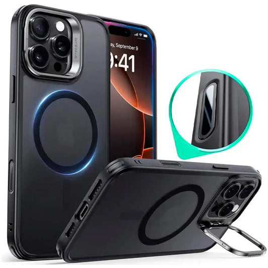 MagSafe-kotelo Apple iPhone 16 Pro Maxille, ESR, Classic Hybrid Kickstand Slide, Satinoitu Musta