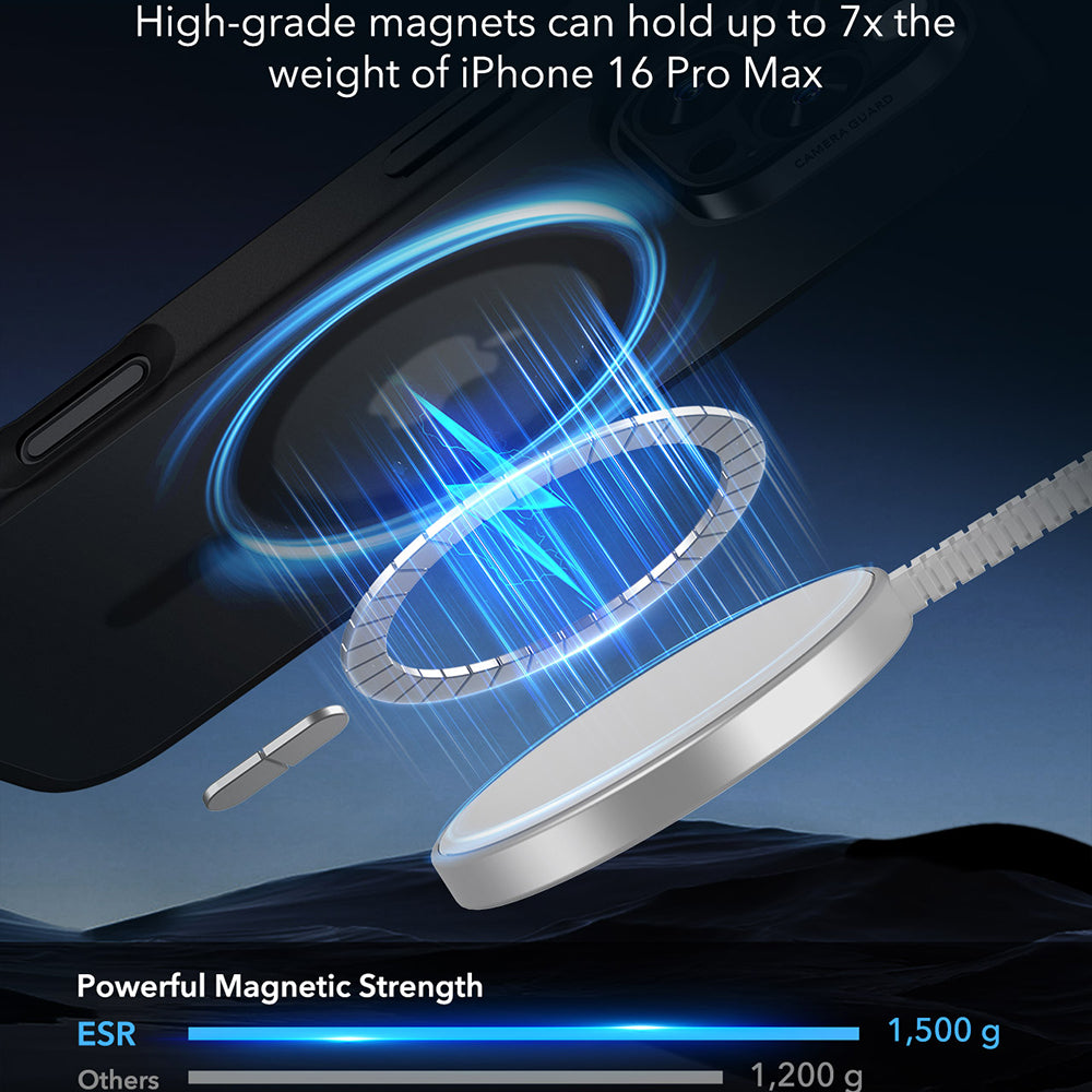 MagSafe-kuori Apple iPhone 16 Pro Maxille, ESR, Classic Hybrid, Musta satiini