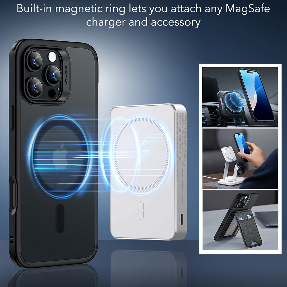 MagSafe-kuori Apple iPhone 16 Pro Maxille, ESR, Classic Hybrid, Musta satiini