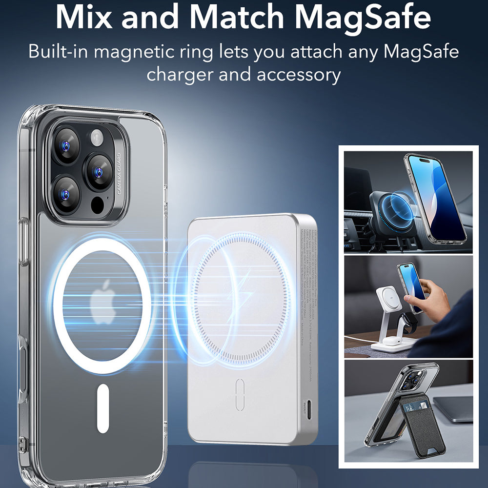 MagSafe-kotelo Apple iPhone 16 Pro Max:lle, ESR, Classic Hybrid, Satinoitu Läpinäkyvä