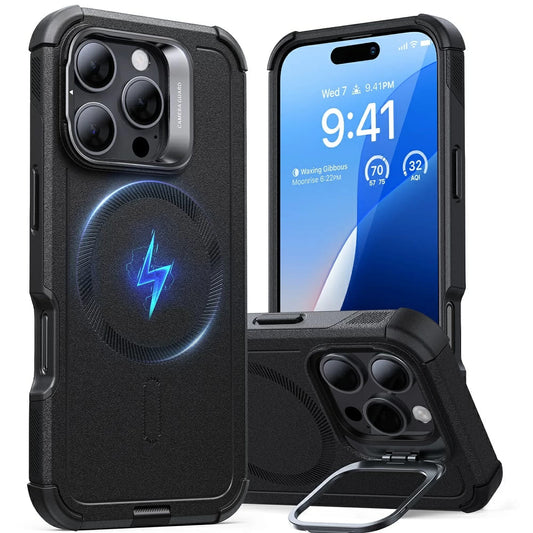 MagSafe-kuori Apple iPhone 16 Pro Maxille, ESR, Cyber Armor Kickstand, Musta