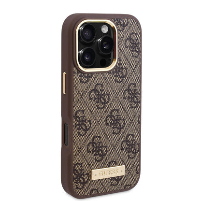 MagSafe-kotelo Apple iPhone 16 Pro Maxille, Guess, 4G Logo Plate, Musta