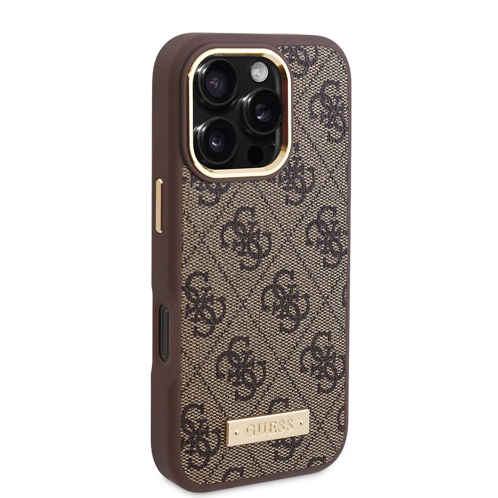 MagSafe-kotelo Apple iPhone 16 Pro Maxille, Guess, 4G Logo Plate, Pinkki