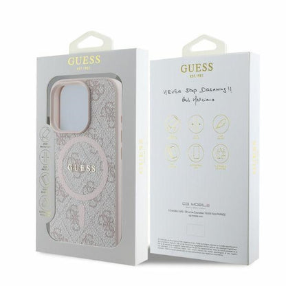 MagSafe-kotelo Apple iPhone 16 Pro Maxille, Guess, 4G Ring Classic Logo, Pinkki