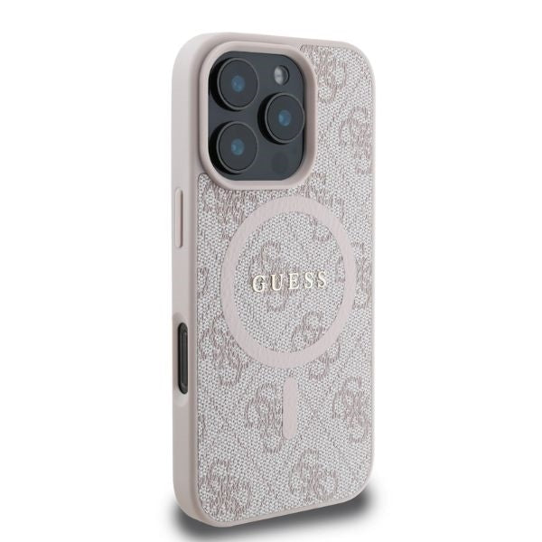 MagSafe-kotelo Apple iPhone 16 Pro Maxille, Guess, 4G Ring Classic Logo, Pinkki