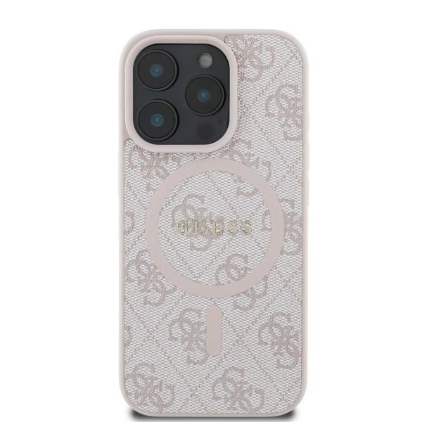 MagSafe-kotelo Apple iPhone 16 Pro Maxille, Guess, 4G Ring Classic Logo, Pinkki