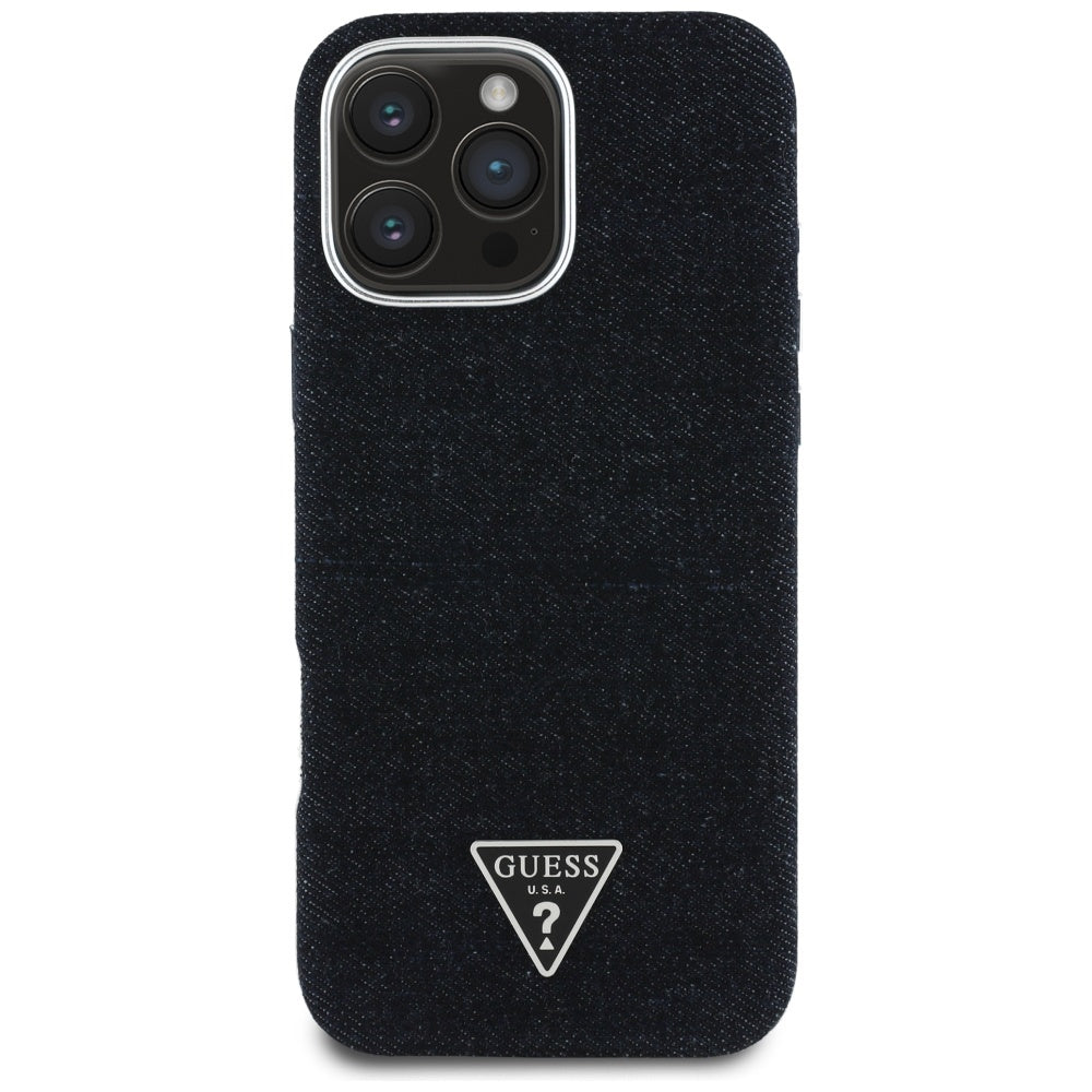 MagSafe-kotelo Apple iPhone 16 Pro Maxille, Guess, Denim Triangle Logo, Musta