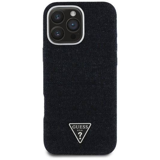 MagSafe-kotelo Apple iPhone 16 Pro Maxille, Guess, Denim Triangle Logo, Musta