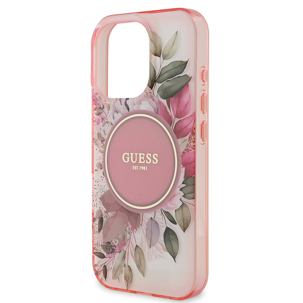 MagSafe-kotelo Apple iPhone 16 Pro Maxille, Guess, IML Flower & Tonal Circle, Pinkki