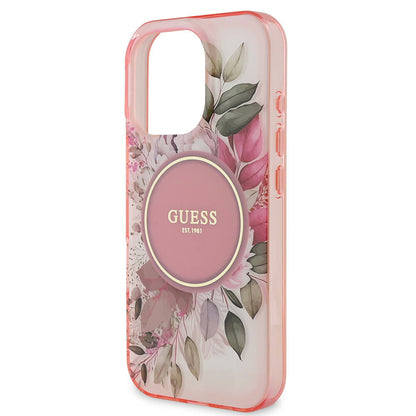 MagSafe-kotelo Apple iPhone 16 Pro Maxille, Guess, IML Flower & Tonal Circle, Pinkki