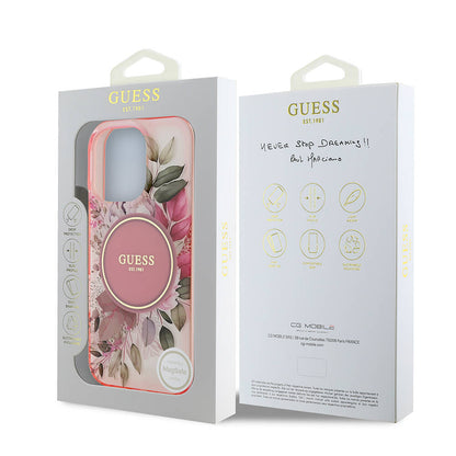MagSafe-kotelo Apple iPhone 16 Pro Maxille, Guess, IML Flower & Tonal Circle, Pinkki