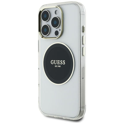 MagSafe-kotelo Apple iPhone 16 Pro Maxille, Guess, IML Metal Colored Circle, Musta