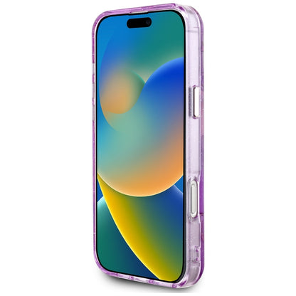 MagSafe-kotelo Apple iPhone 16 Pro Maxille, Guess, IML Metal Glitter Flowers Triangle, Violetti