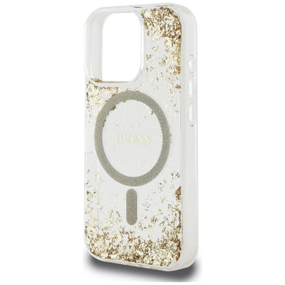 MagSafe-kotelo Apple iPhone 16 Pro Maxille, Guess, Resin Bottom Glitter, Kultainen