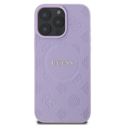 MagSafe-kotelo Apple iPhone 16 Pro Maxille, Guess, Saffiano Peony Classic Logo, Violetti