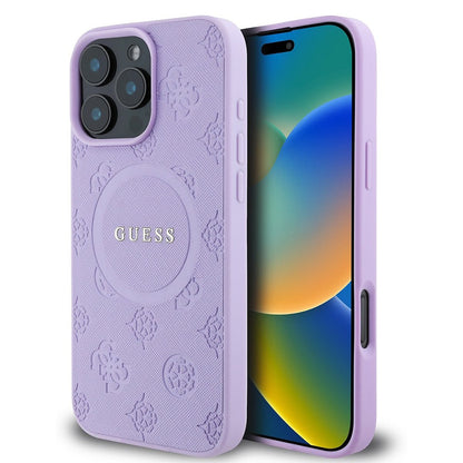 MagSafe-kotelo Apple iPhone 16 Pro Maxille, Guess, Saffiano Peony Classic Logo, Violetti
