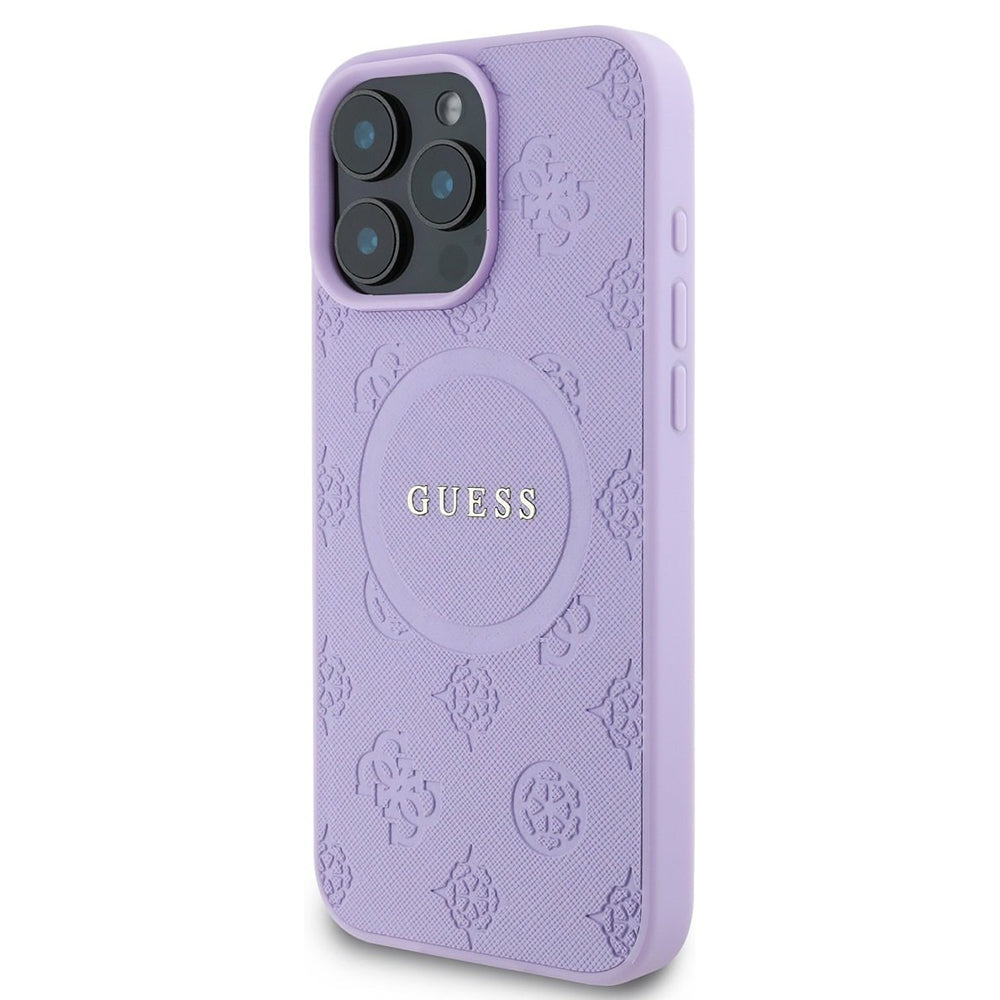MagSafe-kotelo Apple iPhone 16 Pro Maxille, Guess, Saffiano Peony Classic Logo, Violetti