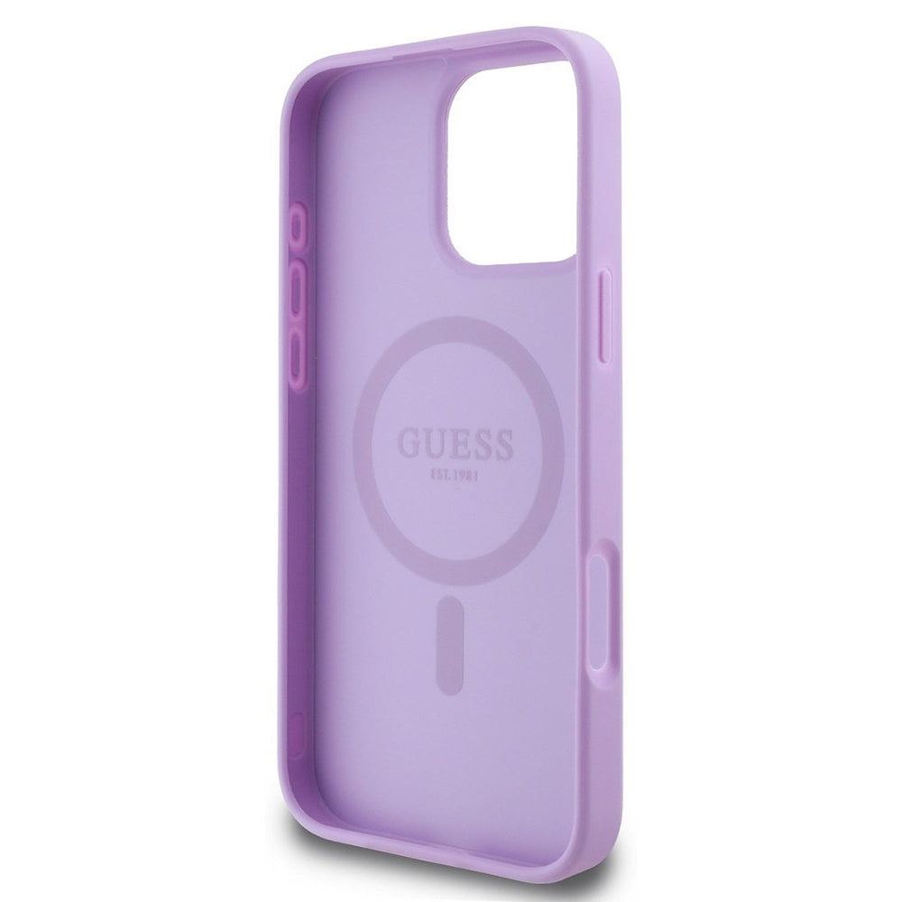MagSafe-kotelo Apple iPhone 16 Pro Maxille, Guess, Saffiano Peony Classic Logo, Violetti
