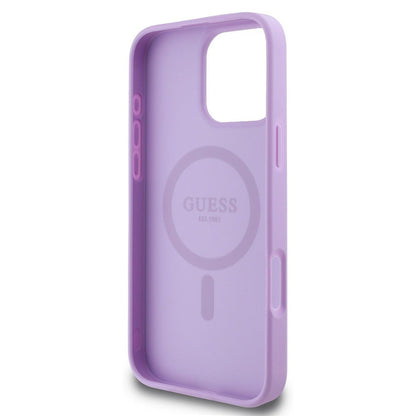 MagSafe-kotelo Apple iPhone 16 Pro Maxille, Guess, Saffiano Peony Classic Logo, Violetti