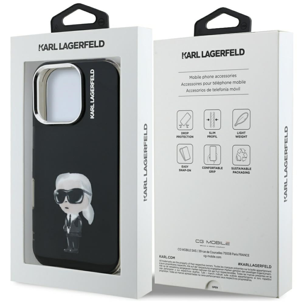 MagSafe Case for Apple iPhone 16 Pro Max, Karl Lagerfeld, IML Aquarelle Karl Logo, Black