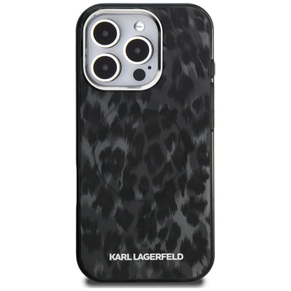 MagSafe Case for Apple iPhone 16 Pro Max, Karl Lagerfeld, IML Leopard Pattern, Black