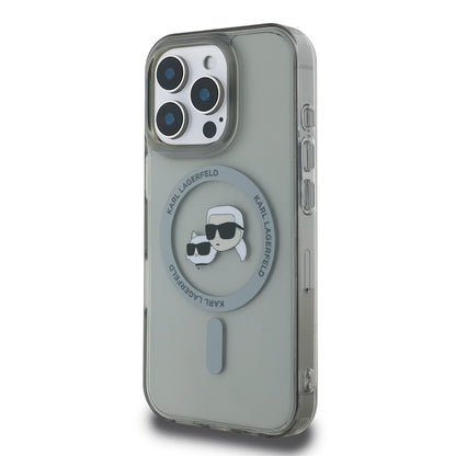 MagSafe Case for Apple iPhone 16 Pro Max, Karl Lagerfeld, IML Metal Karl & Choupette's Heads, Black