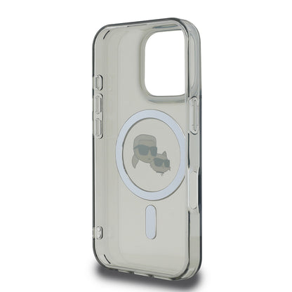 MagSafe Case for Apple iPhone 16 Pro Max, Karl Lagerfeld, IML Metal Karl & Choupette's Heads, Black