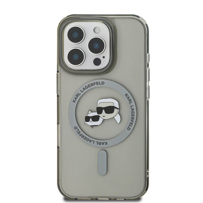 MagSafe Case for Apple iPhone 16 Pro Max, Karl Lagerfeld, IML Metal Karl & Choupette's Heads, Black