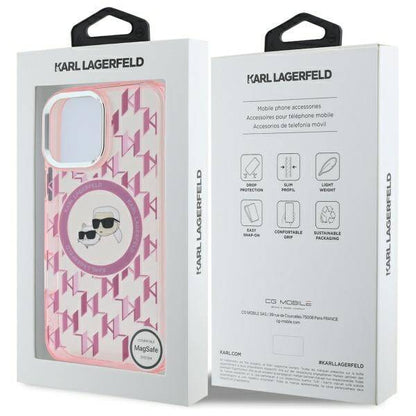 MagSafe-kotelo Apple iPhone 16 Pro Maxille, Karl Lagerfeld, IML Monogram Karl & Choupette's Heads, Pinkki
