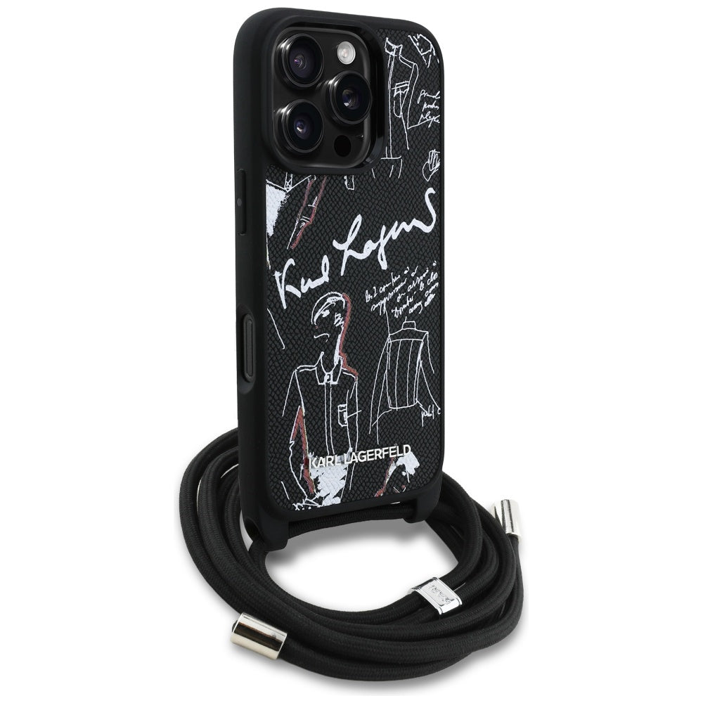 MagSafe-kotelo Apple iPhone 16 Pro Maxille, Karl Lagerfeld, Saffiano Crossbody, Musta