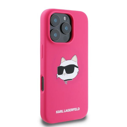 MagSafe-kotelo Apple iPhone 16 Pro Maxille, Karl Lagerfeld, Silicone Choupette's Head, Fuksia