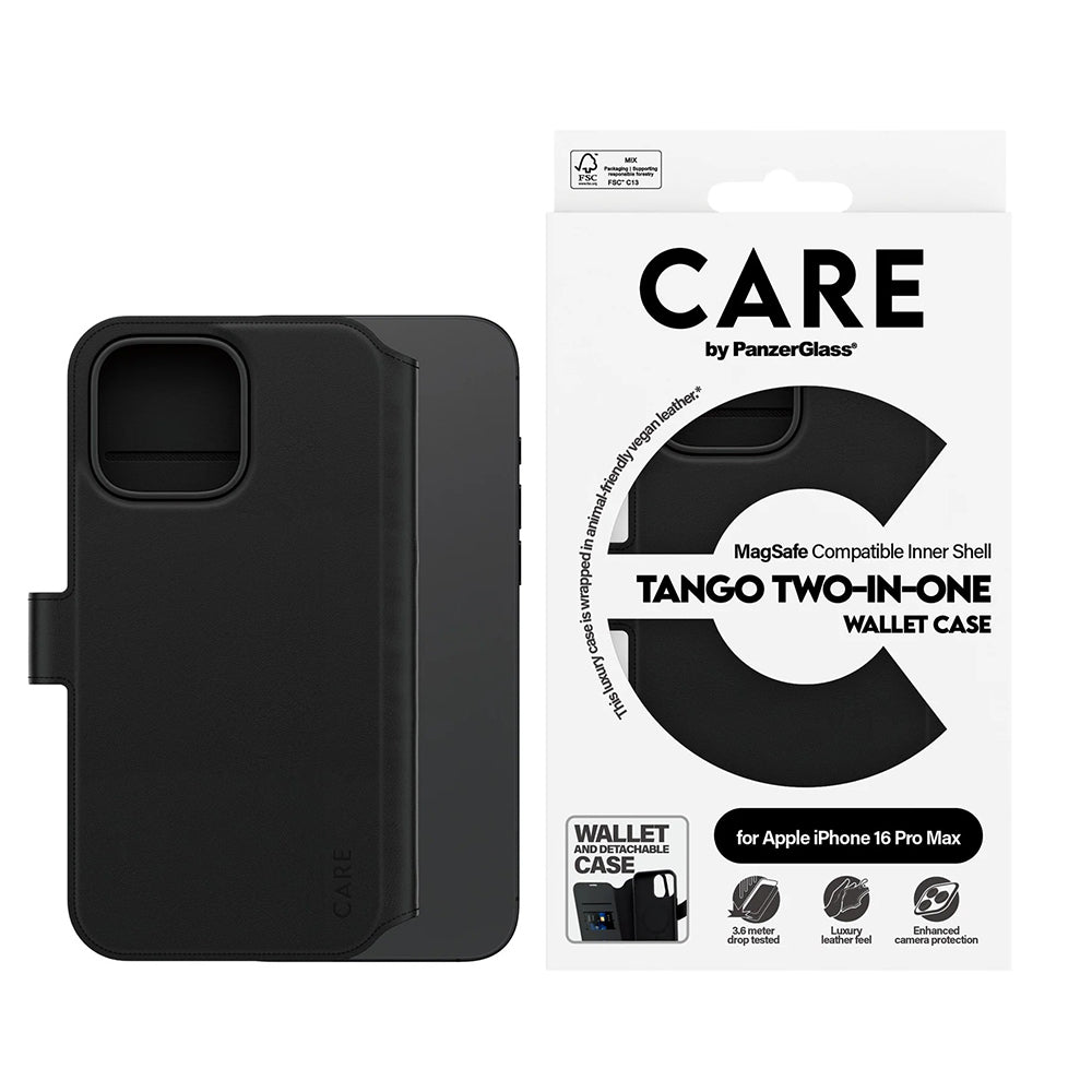MagSafe-kotelo Apple iPhone 16 Pro Maxille, PanzerGlass, Care Feature Tango Two-in-One, Musta