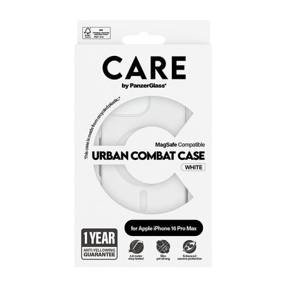 MagSafe-kotelo Apple iPhone 16 Pro Maxille, PanzerGlass, Care Urban Combat, Valkoinen Läpinäkyvä