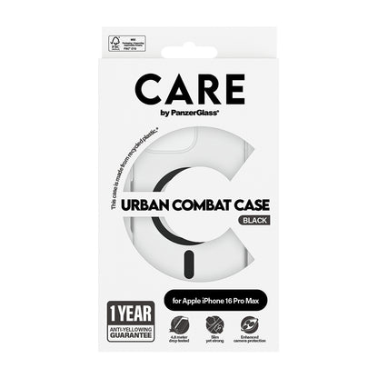 MagSafe-kotelo Apple iPhone 16 Pro Maxille, PanzerGlass, Care Urban Combat, Musta Läpinäkyvä