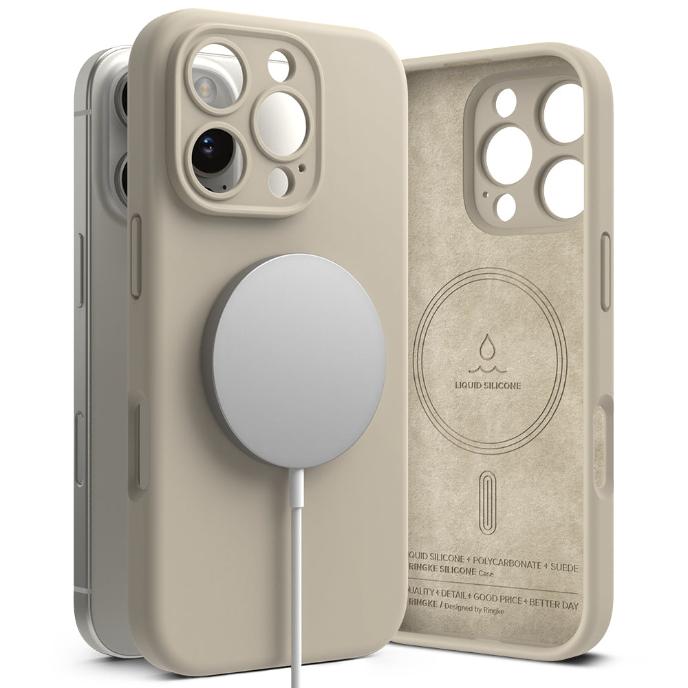 MagSafe-kuori Apple iPhone 16 Pro Maxille, Ringke, Silikoni, Kermanvärinen
