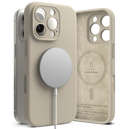 MagSafe-kuori Apple iPhone 16 Pro Maxille, Ringke, Silikoni, Kermanvärinen