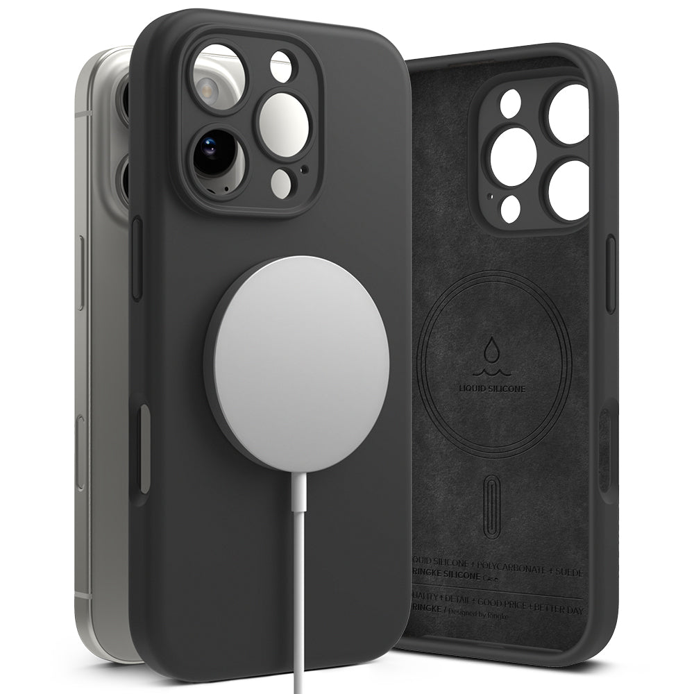 MagSafe-kuori Apple iPhone 16 Pro Maxille, Ringke, Silikoni, Musta