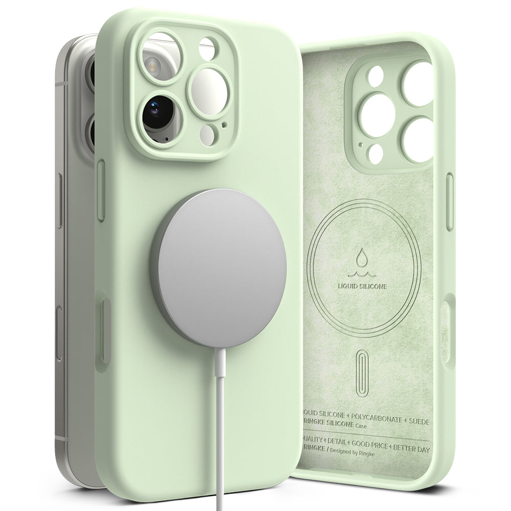 MagSafe-kuori Apple iPhone 16 Pro Maxille, Ringke, Silikoni, Vaaleanvihreä