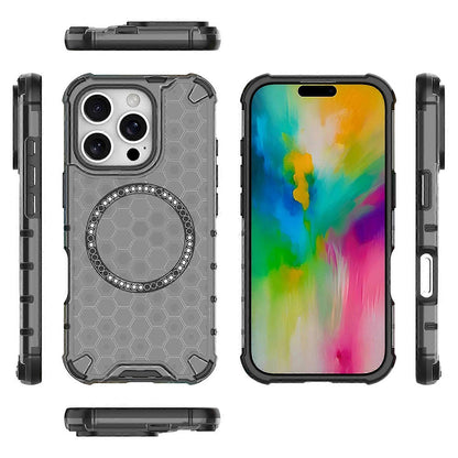 MagSafe Case for Apple iPhone 16 Pro Max, Techsuit, HoneyComb Shield, Black