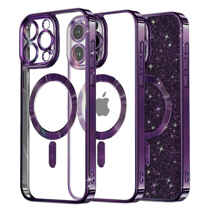MagSafe-kuori Apple iPhone 16 Pro Maxille, Techsuit, Luxury Glitter, Tummanvioletti