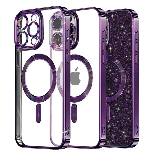 MagSafe-kuori Apple iPhone 16 Pro Maxille, Techsuit, Luxury Glitter, Tummanvioletti