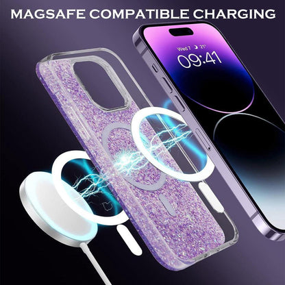 MagSafe-kuori Apple iPhone 16 Pro Maxille, Techsuit, Kimaltava Glitter, Violetti