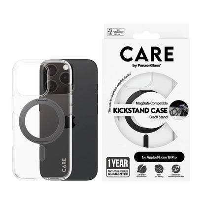 MagSafe-kotelo Apple iPhone 16 Prolle, PanzerGlass, Tukijalkaominaisuus, Läpinäkyvä Musta